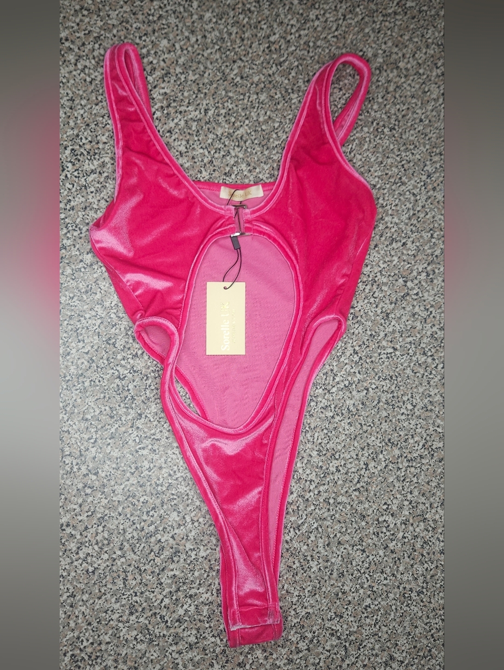 Sorelle Uk Hot Pink Velevet Bodysuit NWT